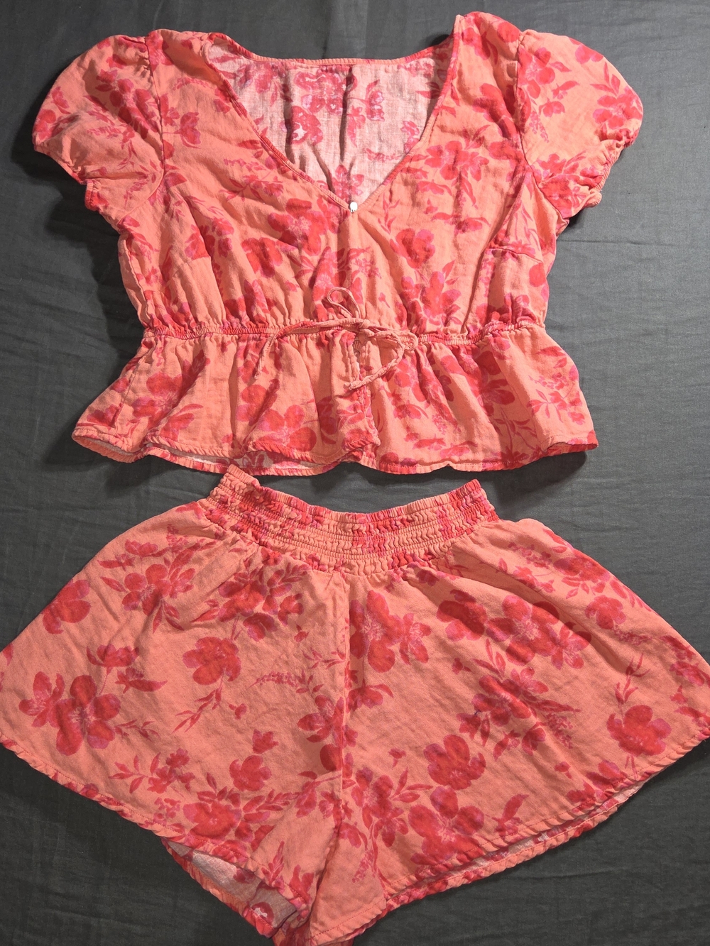 Adore Me Coral Pink Floral Lounge/PJ Set